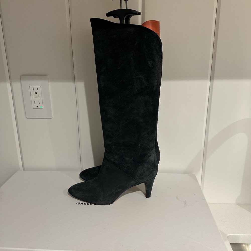 Isabel Marant Black Suede Knee-High Boots